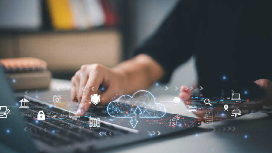eRunlite POS cloud reporting dashboard showing real-time sales data synchronization, visual analytics, and secure data encryption for smart business decision-making.